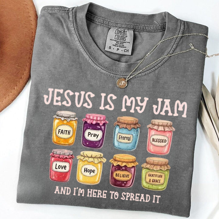 Jesus Is My Jam Comfort Colors T-Shirt, Faith-Inspired Graphic Tee, Christian Quote Shirt, Spread the Love Design